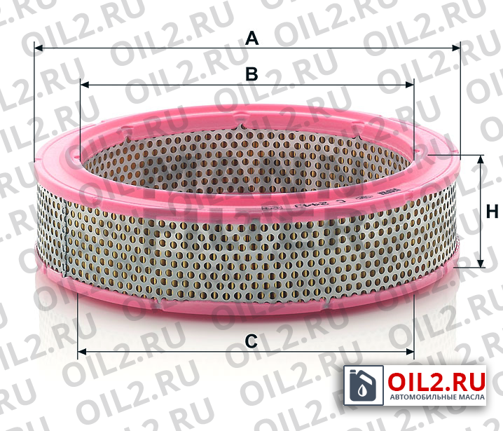Габаритный чертеж MANN C 2443 Габаритный чертеж MANN C 2443