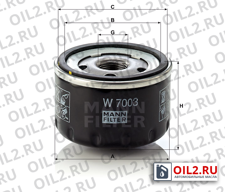Габаритный чертеж MANN W 7003 Габаритный чертеж MANN W 7003