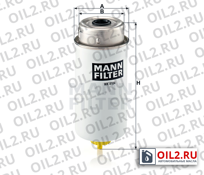 Габаритный чертеж MANN WK 8104 Габаритный чертеж MANN WK 8104