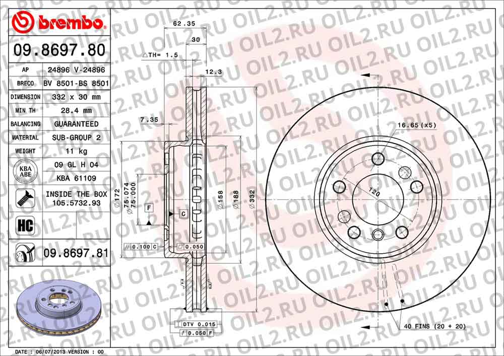  BREMBO 09.8697.80. .