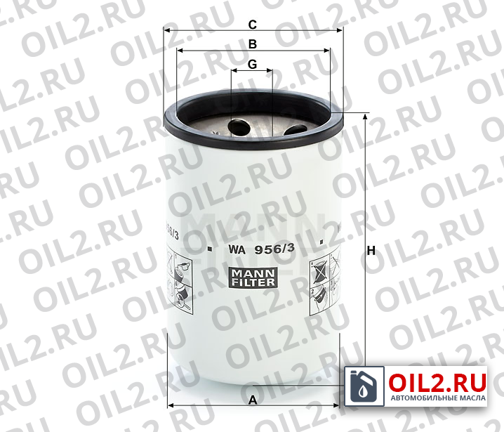 Габаритный чертеж MANN WA 956/3 Габаритный чертеж MANN WA 956/3