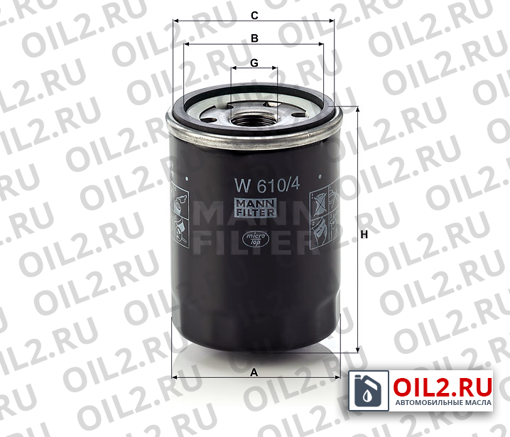 Габаритный чертеж MANN W 610/4 Габаритный чертеж MANN W 610/4