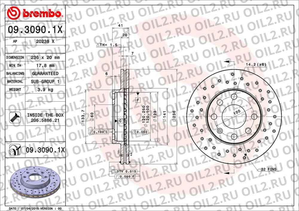 Brembo Xtra BREMBO 09.3090.1X. Фотогаллерея. Brembo Xtra BREMBO 09.3090.1X. Фотогаллерея.