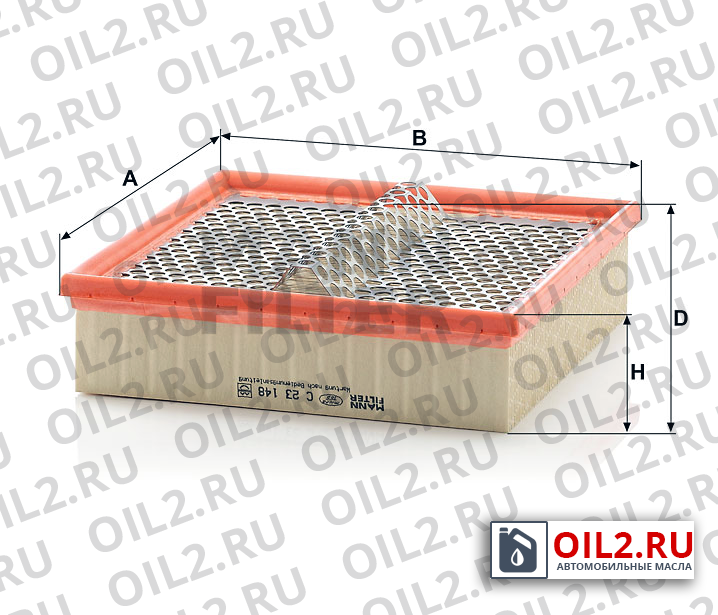Габаритный чертеж MANN C 23 148 Габаритный чертеж MANN C 23 148