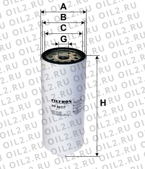 Габаритный чертеж Фильтр FILTRON PP 967/7 Габаритный чертеж Фильтр FILTRON PP 967/7