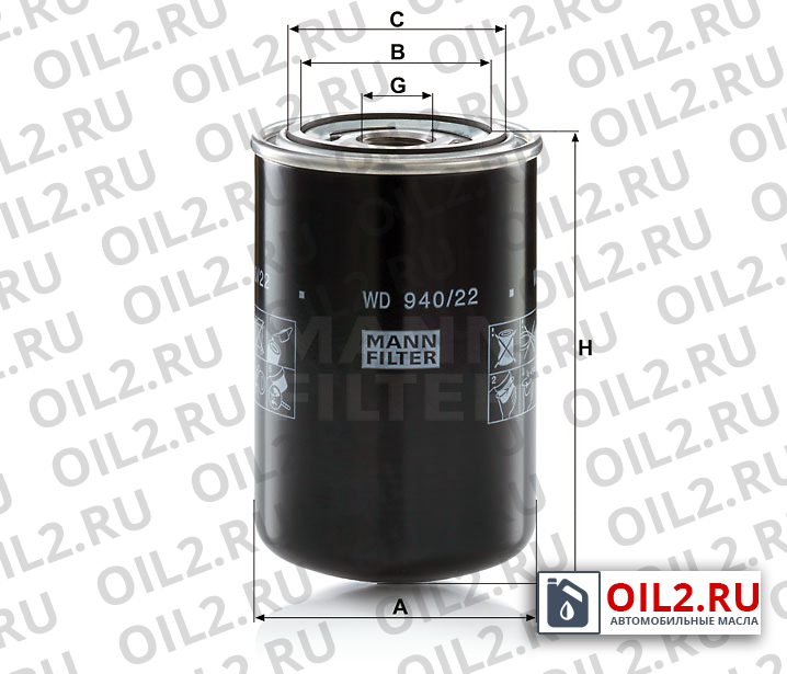 Габаритный чертеж MANN WD 940/22 Габаритный чертеж MANN WD 940/22