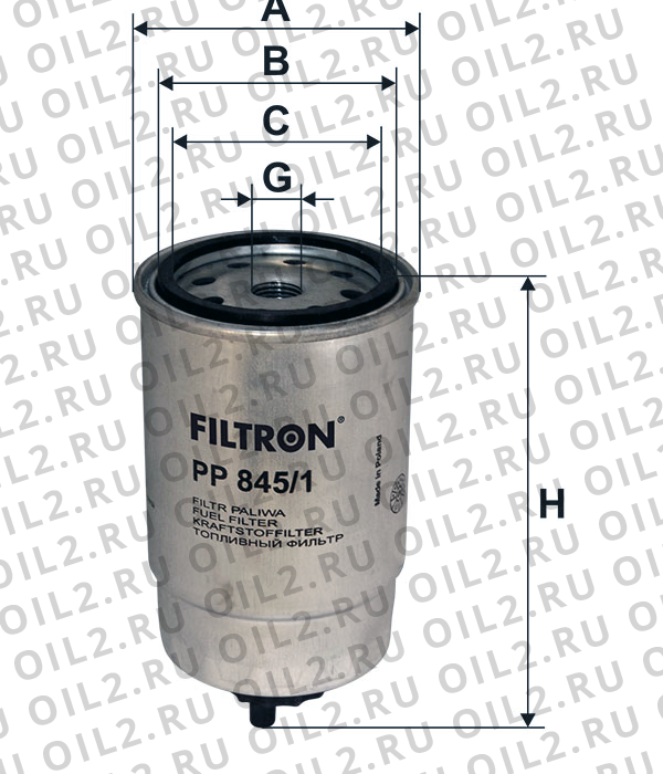 Габаритный чертеж Фильтр FILTRON PP 845/1 Габаритный чертеж Фильтр FILTRON PP 845/1