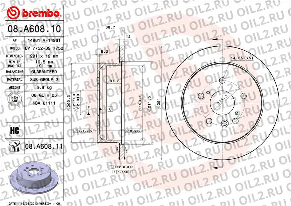 ����� BREMBO 08.A608.10. ������������.