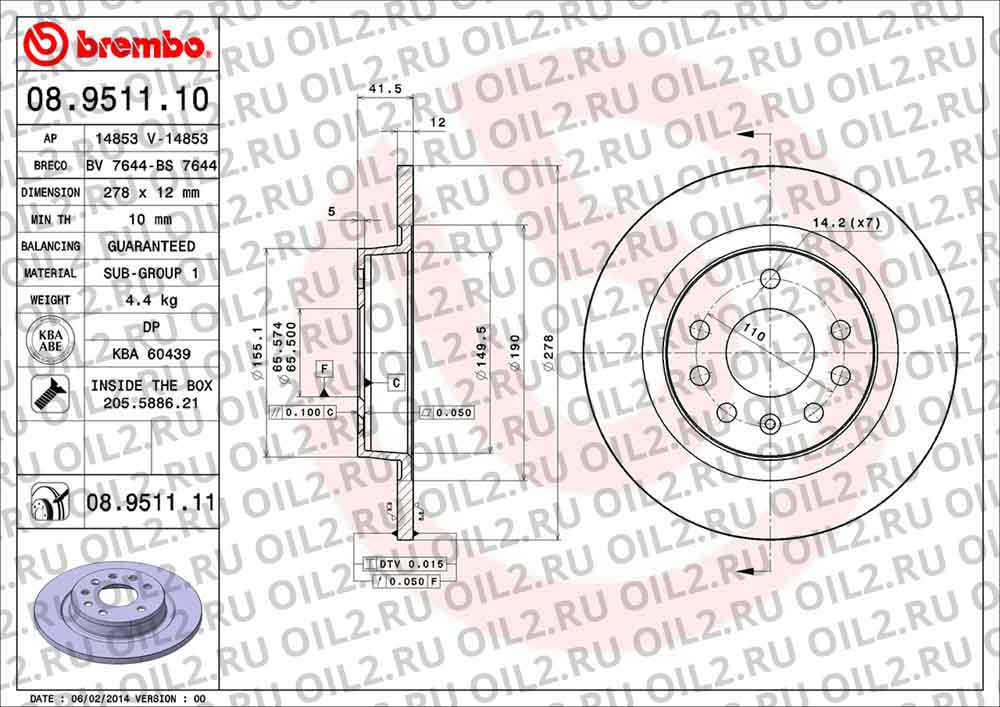  BREMBO 08.9511.11. .