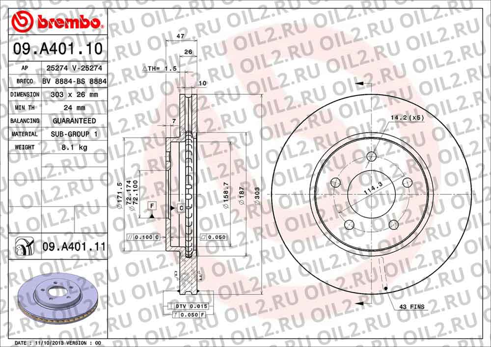  BREMBO 09.A401.10. .