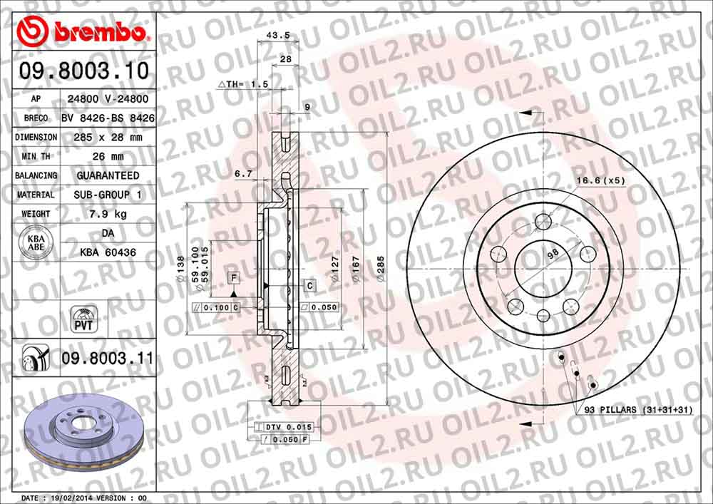  BREMBO 09.8003.10. .