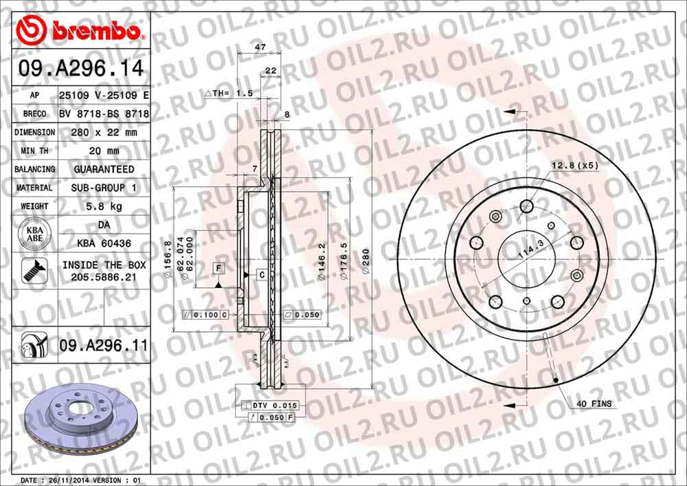  BREMBO 09.A296.11. .