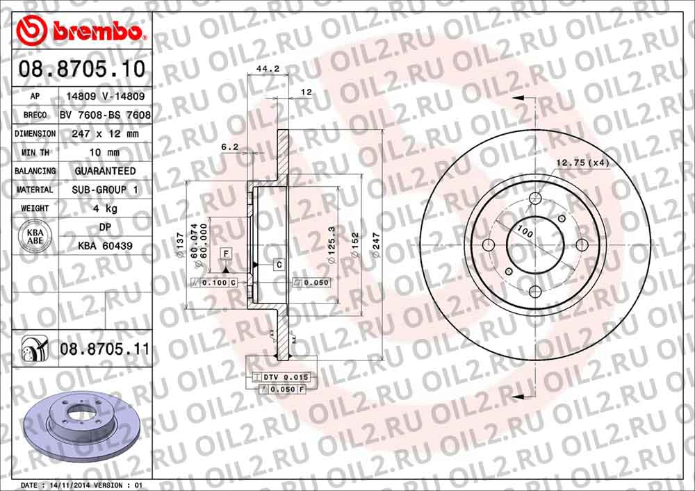  BREMBO 08.8705.10. .