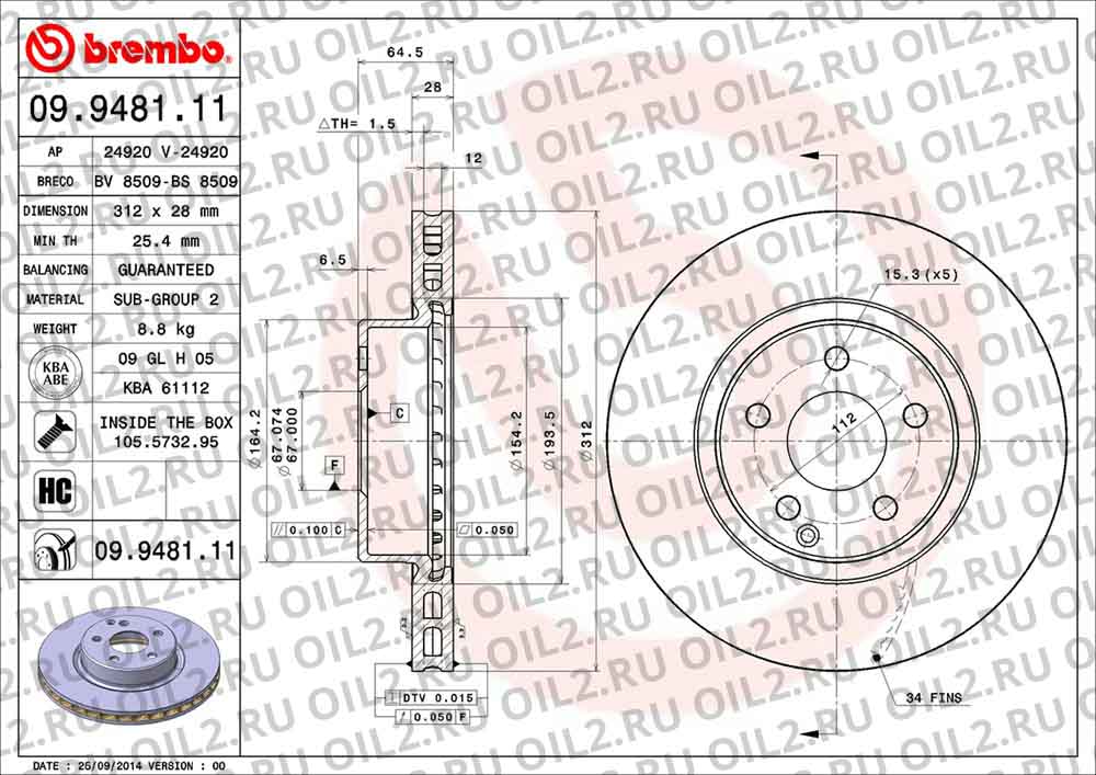  BREMBO 09.9481.11. .