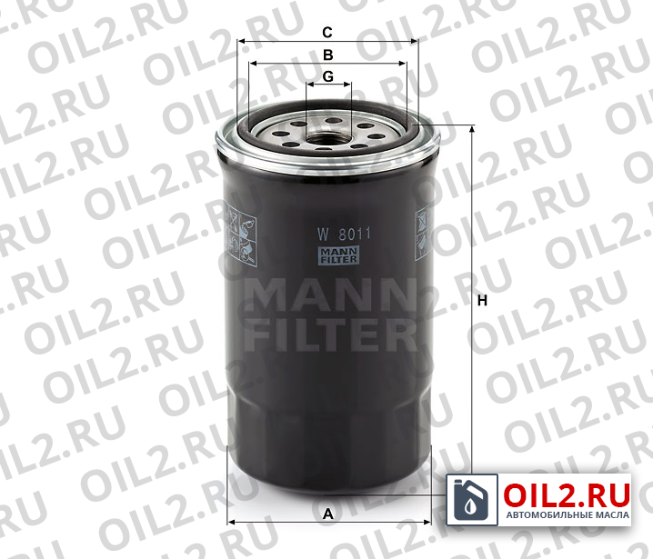 Габаритный чертеж MANN W 8011 Габаритный чертеж MANN W 8011