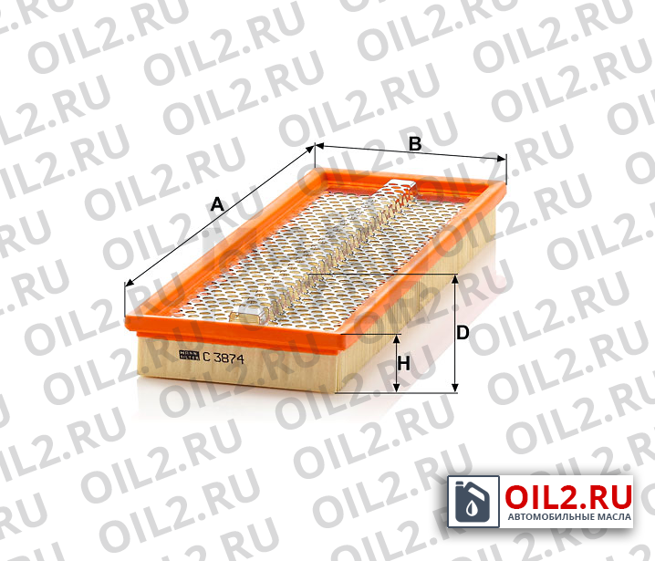 Габаритный чертеж MANN C 3874 Габаритный чертеж MANN C 3874