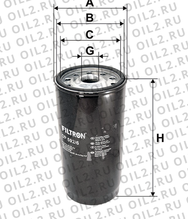 Габаритный чертеж Фильтр FILTRON OP 592/6 Габаритный чертеж Фильтр FILTRON OP 592/6