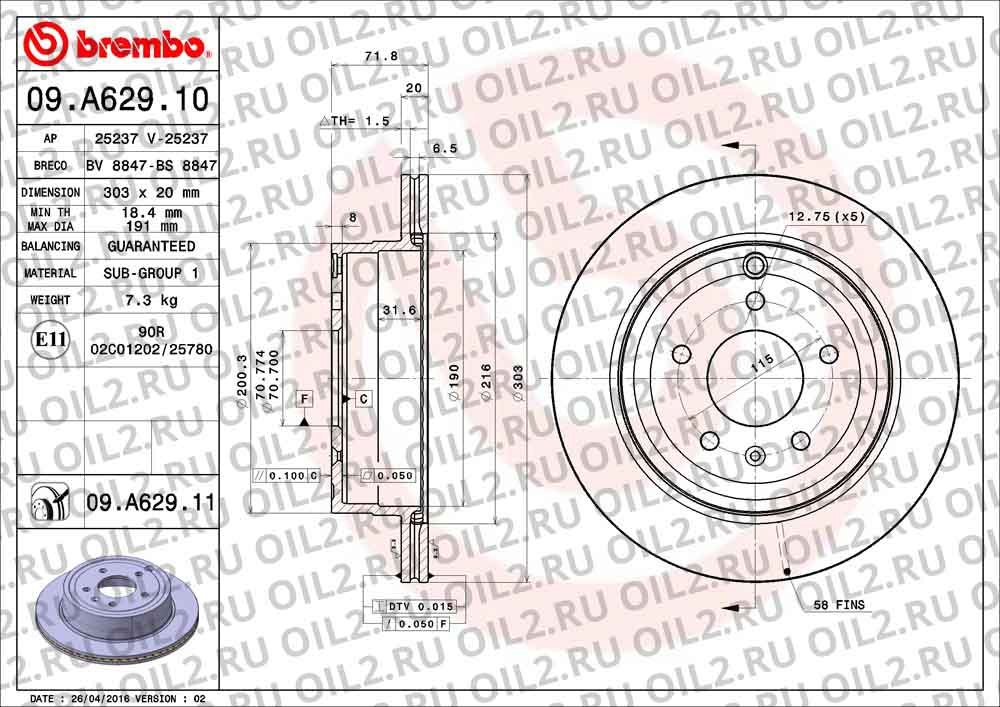  BREMBO 09.A629.11. .