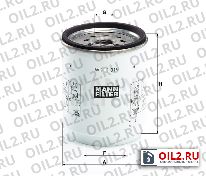 Габаритный чертеж MANN WK 11 019 z Габаритный чертеж MANN WK 11 019 z