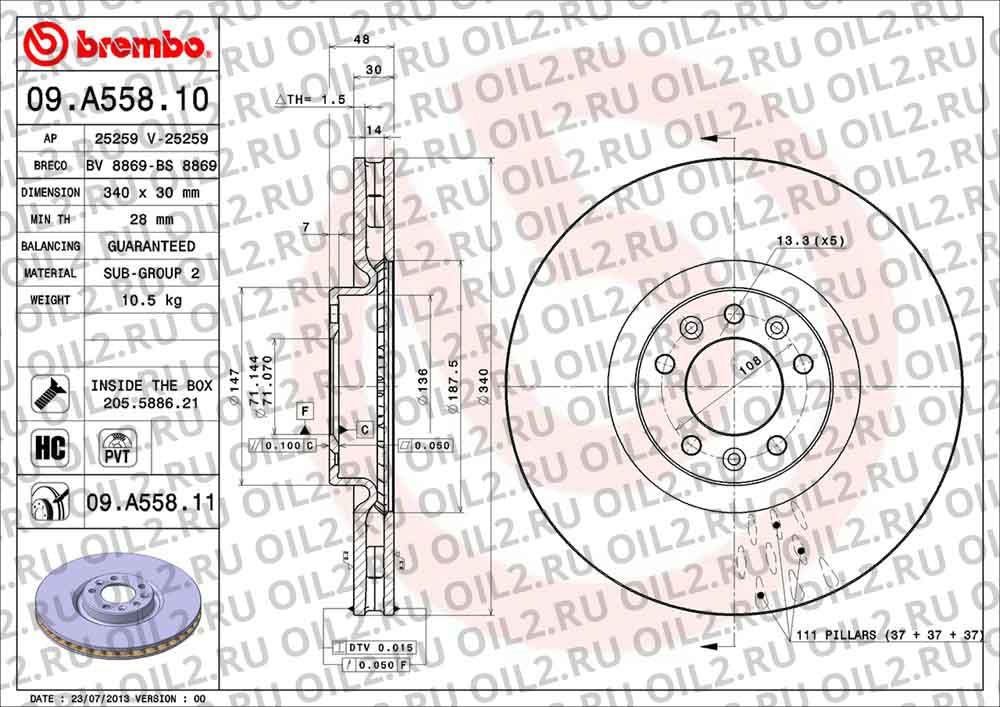  BREMBO 09.A558.11. .