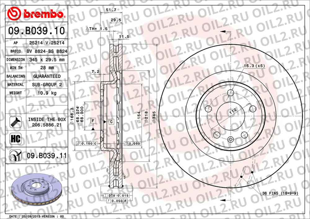  BREMBO 09.B039.10. .