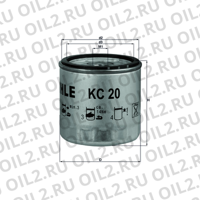Габаритный чертеж Mahle KC 20 Габаритный чертеж Mahle KC 20