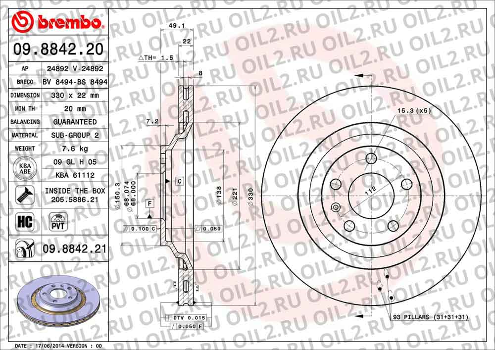  BREMBO 09.8842.20. .