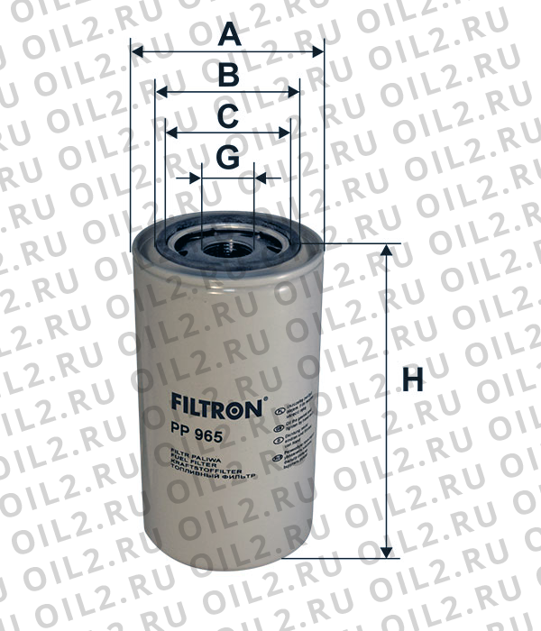 Габаритный чертеж Фильтр FILTRON PP 965 Габаритный чертеж Фильтр FILTRON PP 965