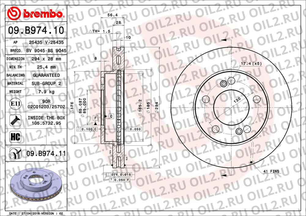  BREMBO 09.B974.11. .