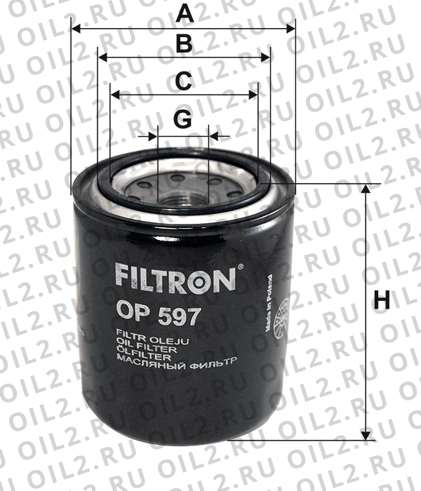 Габаритный чертеж Фильтр FILTRON OP 597 Габаритный чертеж Фильтр FILTRON OP 597