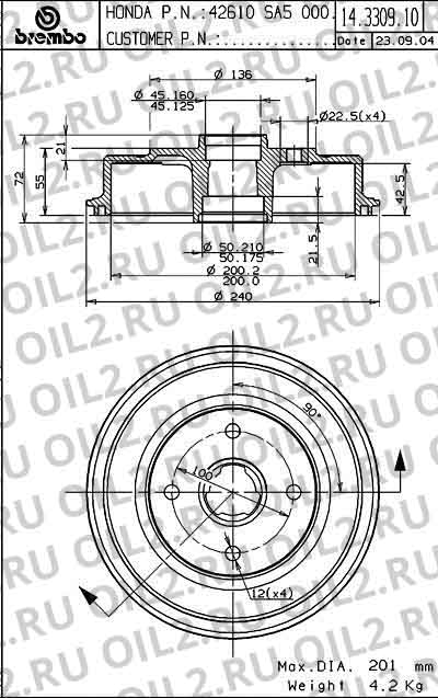 �������� BREMBO 14.3309.10. ������������.