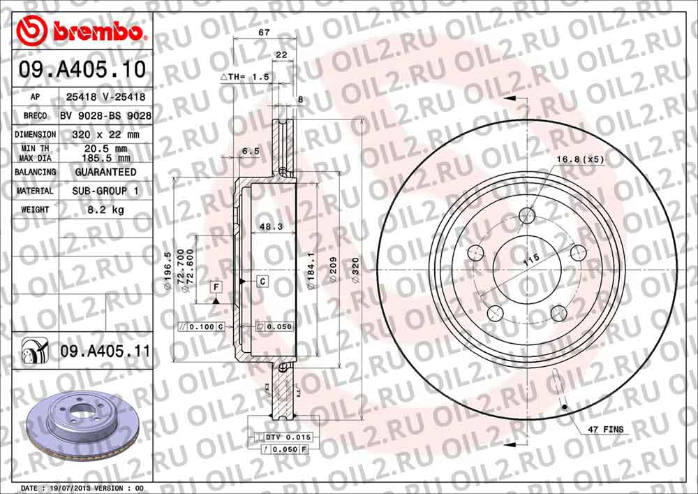  BREMBO 09.A405.11. .