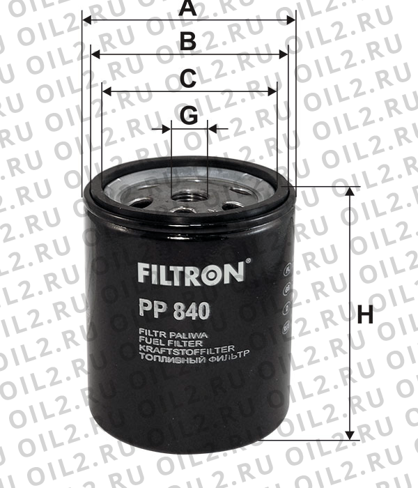 Габаритный чертеж Фильтр FILTRON PP 840 Габаритный чертеж Фильтр FILTRON PP 840