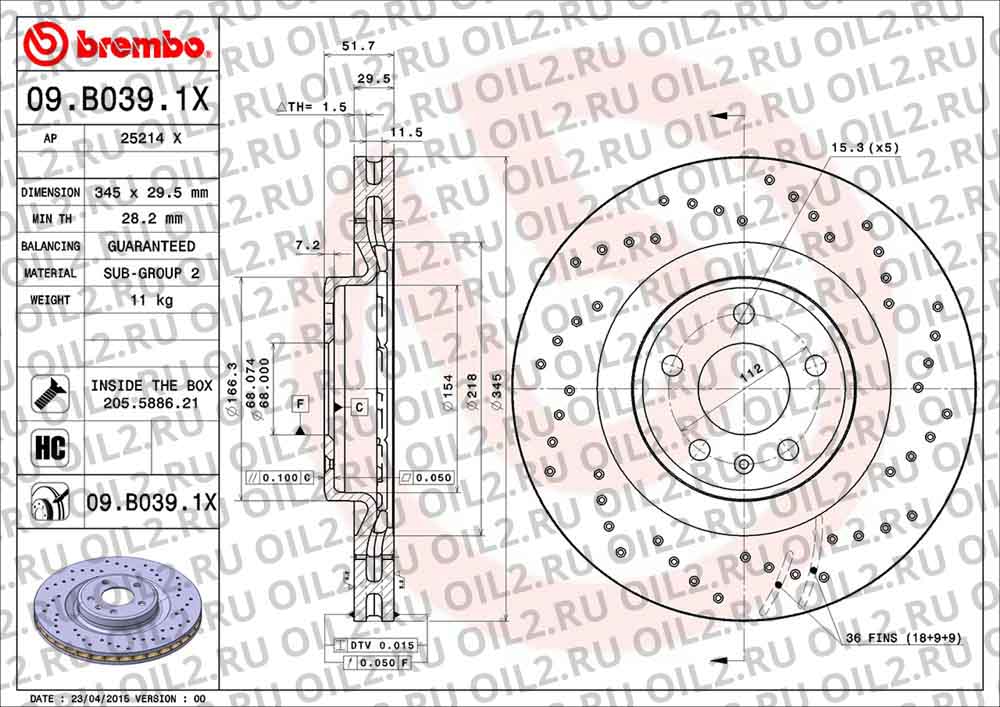 Brembo Xtra BREMBO 09.B039.1X. .