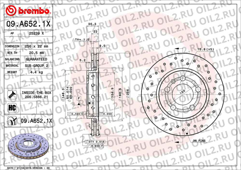 Brembo Xtra BREMBO 09.A652.1X. .