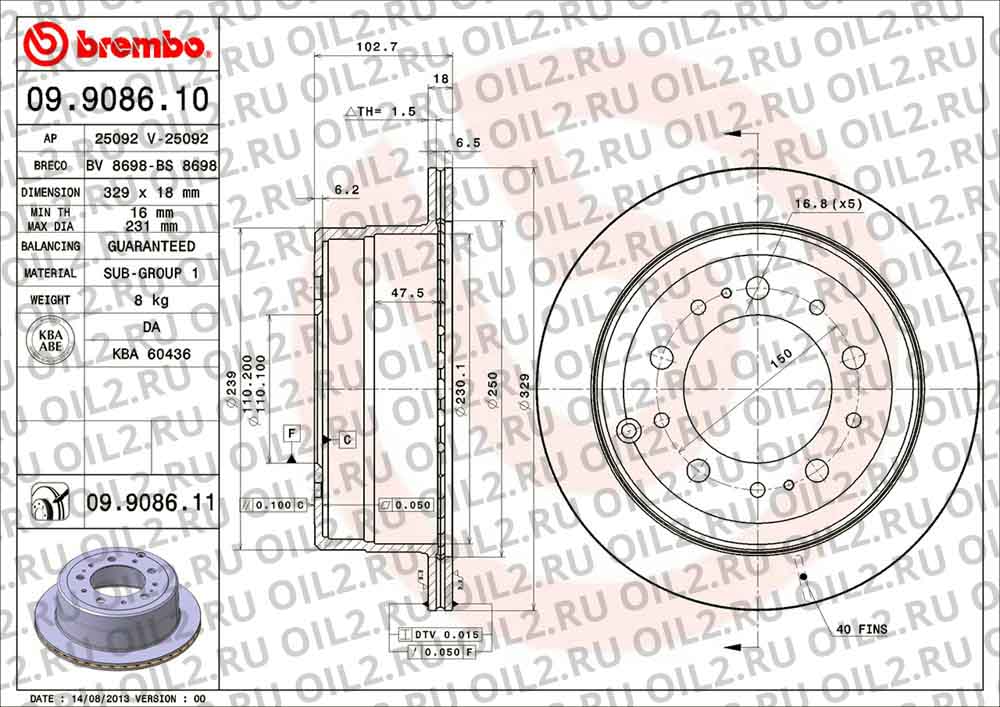  BREMBO 09.9086.10. .