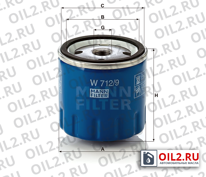 Габаритный чертеж MANN W 712/9 Габаритный чертеж MANN W 712/9