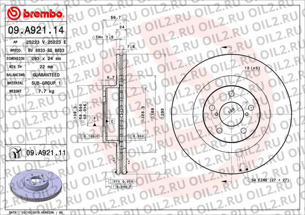  BREMBO 09.A921.14. .