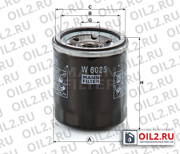 Габаритный чертеж MANN W 6025 Габаритный чертеж MANN W 6025