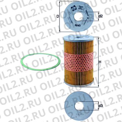 Габаритный чертеж Mahle OX 43D Габаритный чертеж Mahle OX 43D
