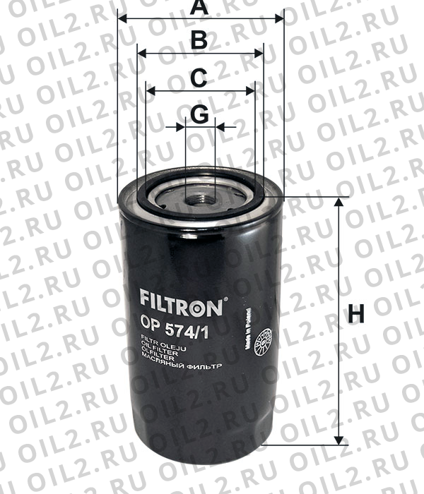 Габаритный чертеж Фильтр FILTRON OP 574/1 Габаритный чертеж Фильтр FILTRON OP 574/1
