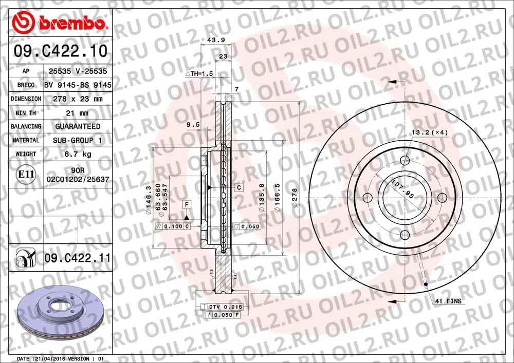  BREMBO 09.C422.11. .