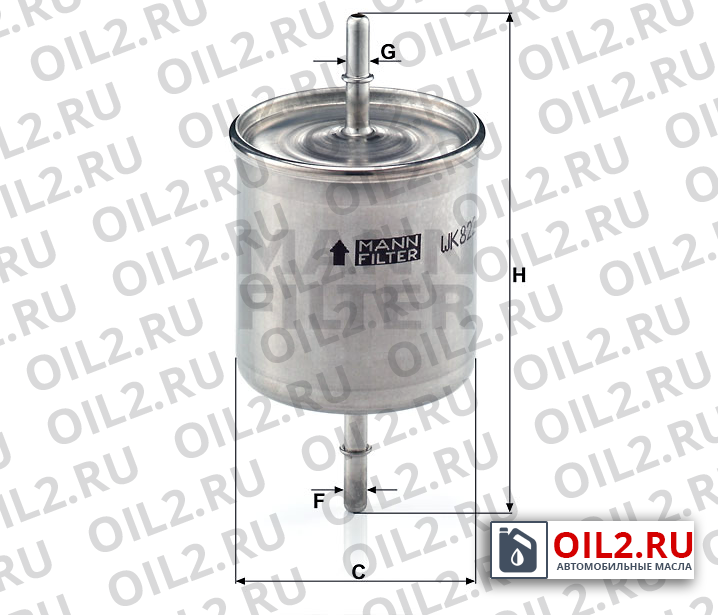 Габаритный чертеж MANN WK 822/2 Габаритный чертеж MANN WK 822/2
