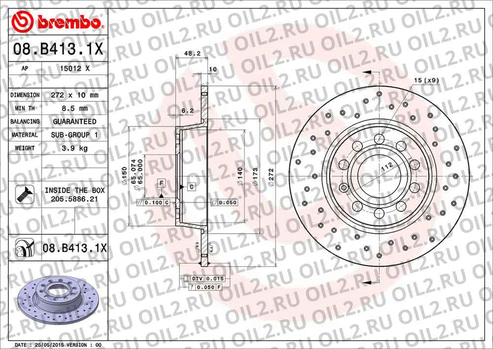 Brembo Xtra BREMBO 08.B413.1X. .