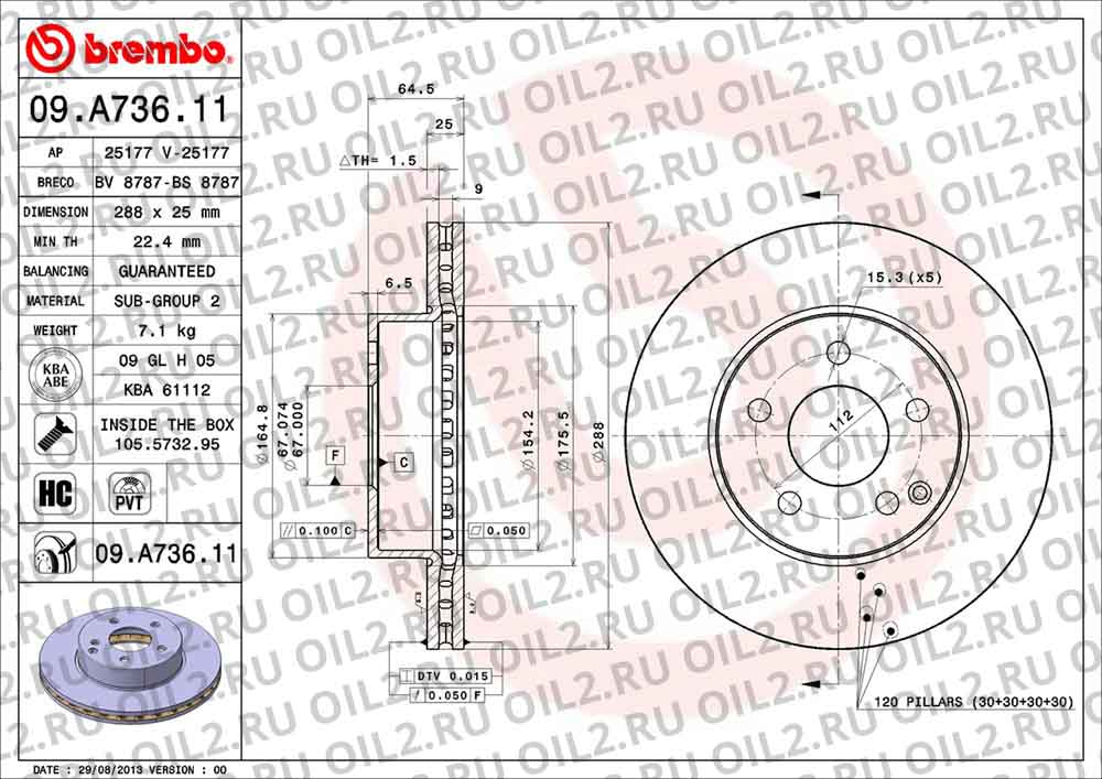  BREMBO 09.A736.11. .