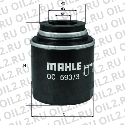Габаритный чертеж Mahle OC 593/3 Габаритный чертеж Mahle OC 593/3