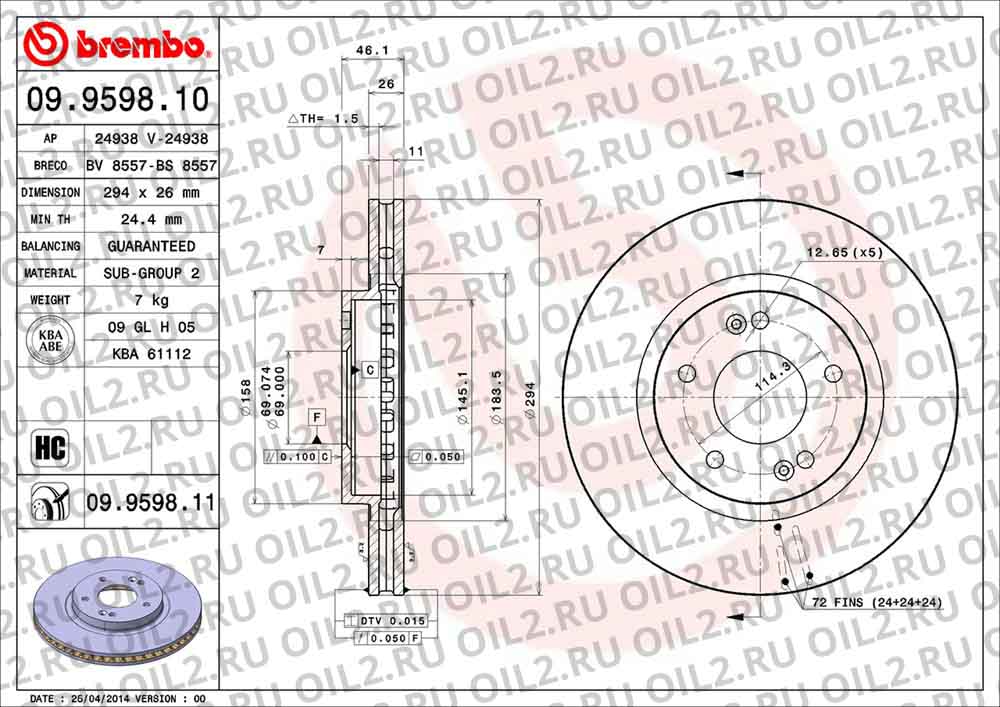  BREMBO 09.9598.11. .