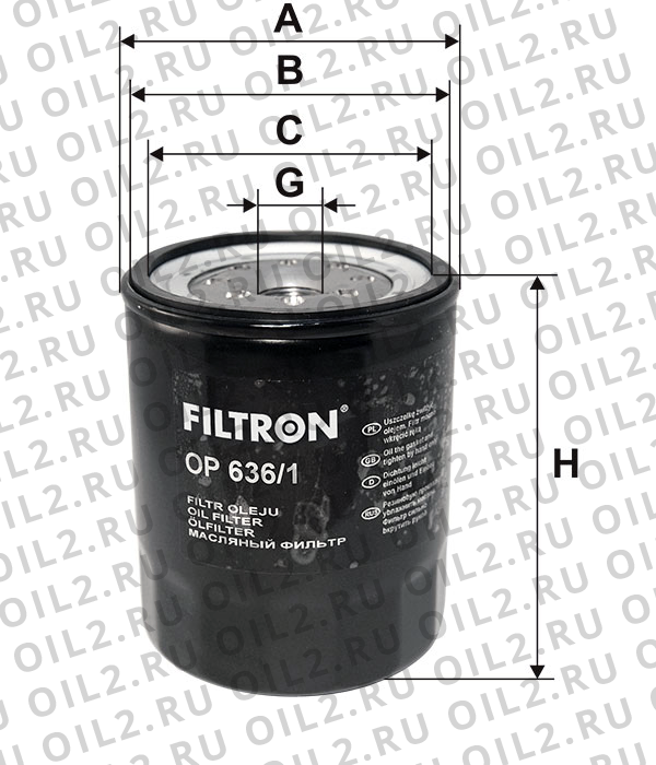 Габаритный чертеж Фильтр FILTRON OP 636/1 Габаритный чертеж Фильтр FILTRON OP 636/1