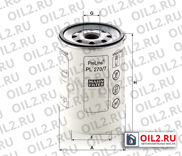 Габаритный чертеж MANN PL 270/7 x Габаритный чертеж MANN PL 270/7 x
