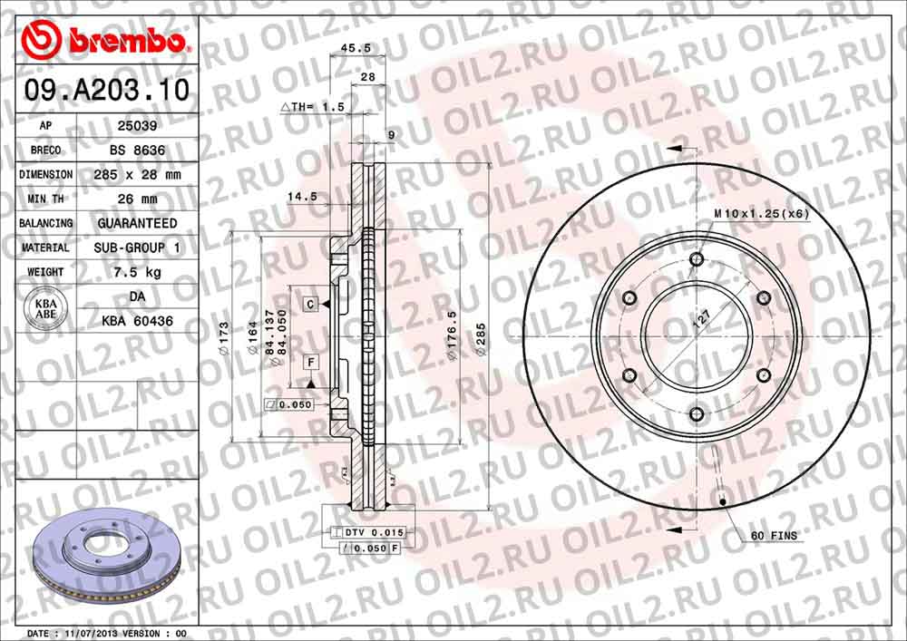  BREMBO 09.A203.10. .